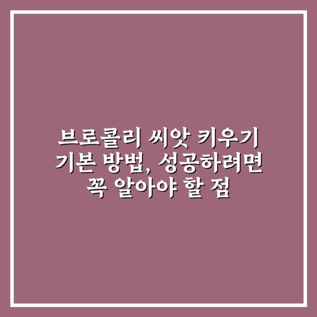 브로콜리 씨앗 키우기 기본 방법, 성공하려면 꼭 알아야 할 점